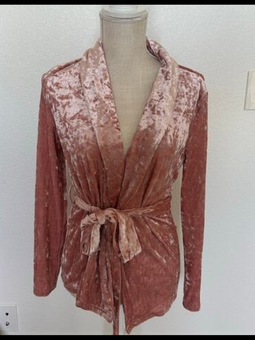 Velvet Wrap Jacket in Dusty Rose